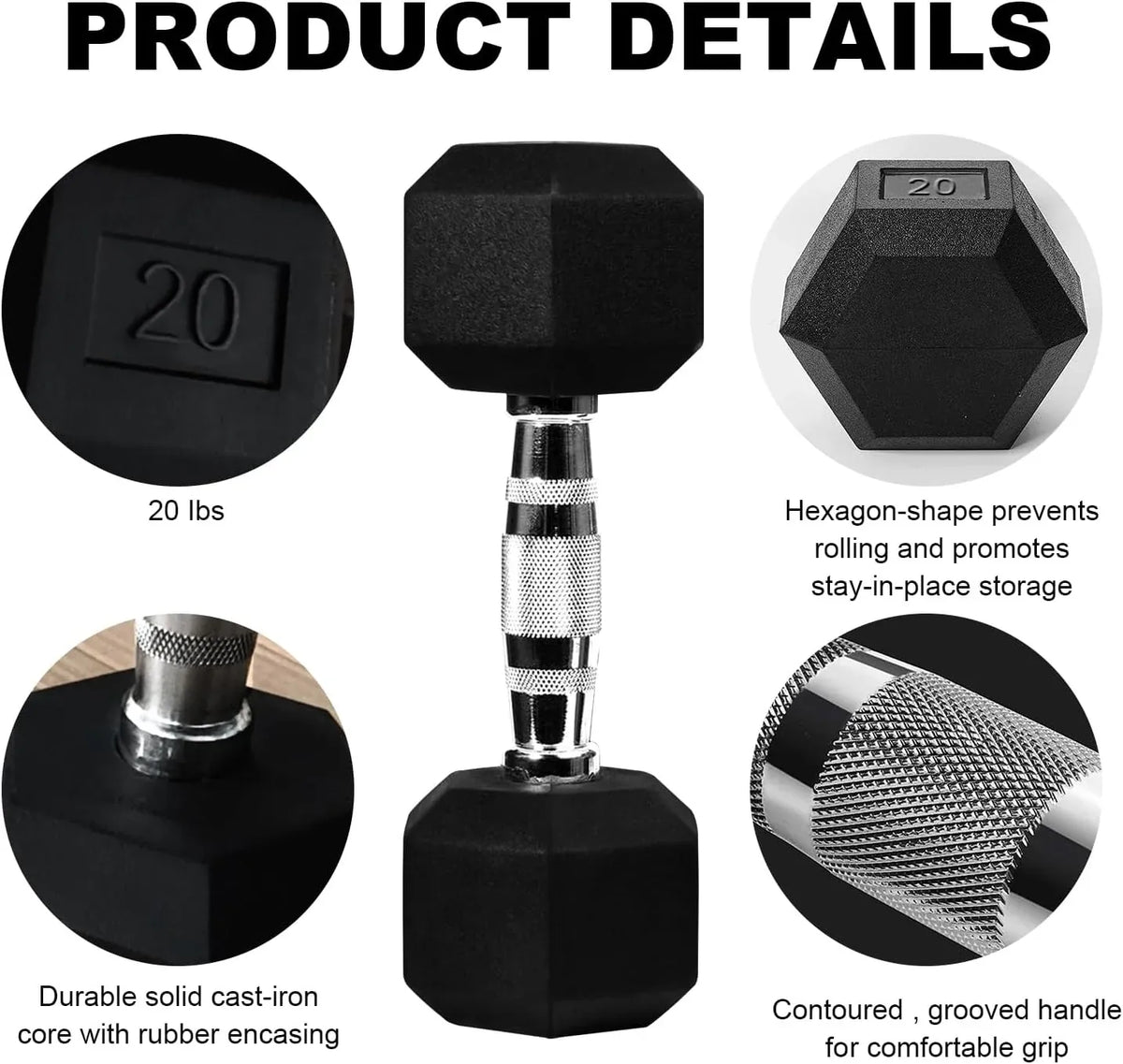 Rubber Hex Dumbbells Heavy Duty