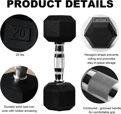 Rubber Hex Dumbbells Heavy Duty