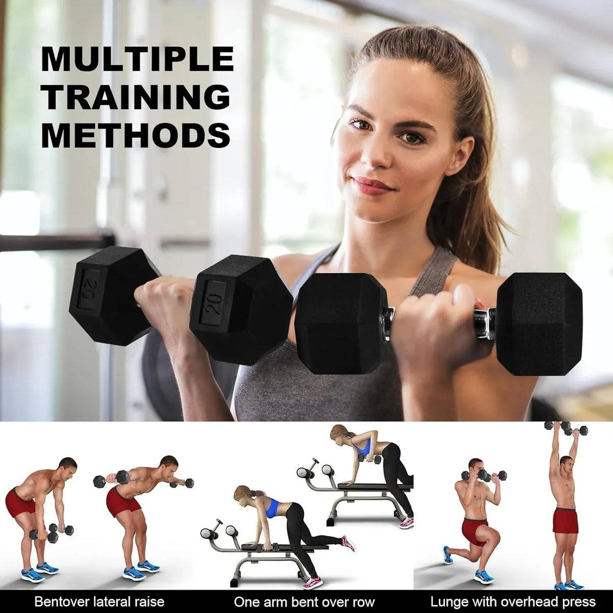 Rubber Hex Dumbbells Heavy Duty