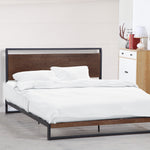 Milano Decor Azure Bed Frame With Headboard Black Wood Steel Platform