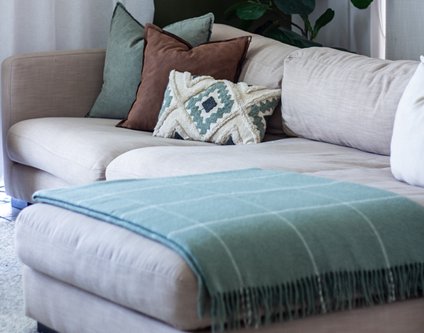 Brighton Throw - 100% Nz Wool - Sage Striped