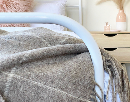 Brighton Throw - 100% Nz Wool - Beige Striped