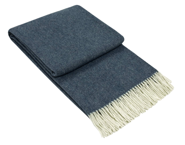  Kensington Throw - 10% Cashmere/ 90% Super Fine Merino Wool - Navy