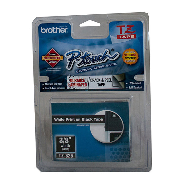  Tze325 Labelling Tape 9Mm White On Black Tze Tape