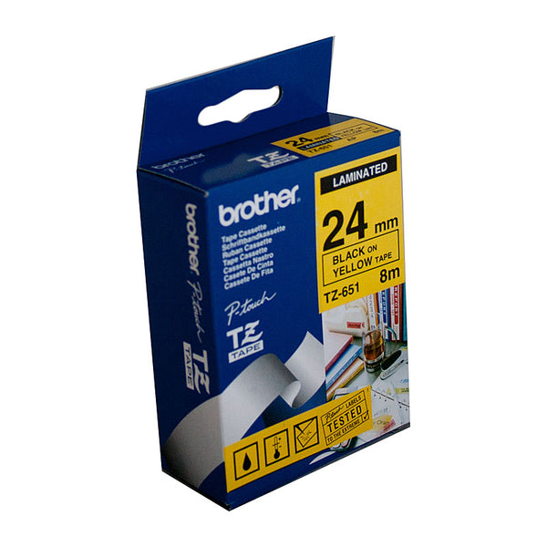 Tze651 Labelling Tape 24Mm Black On Yellow Tze Tape
