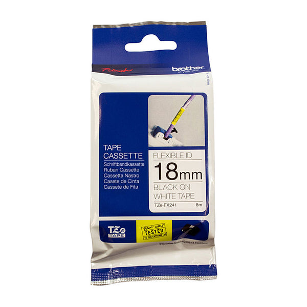  Tzefx241 Flexible Tape 18Mm Black On White Tze Tape
