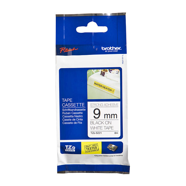  Tzes221 Labelling Tape 9Mm Black On White Adhesive Tze Tape