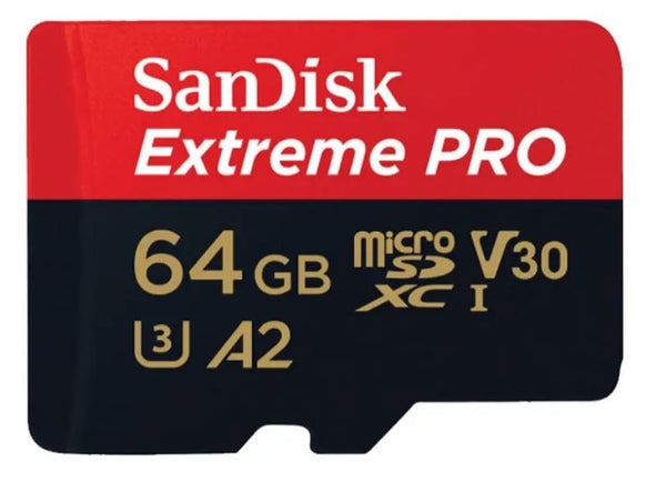  SANDISK 64GB SanDisk Extreme Pro microSDHC SQXCY V30 U3 C10 A2 UHS-1 170MB/s R 90MB/s W 4x6 SD Adaptor Android Smartphone Action Camera Drones