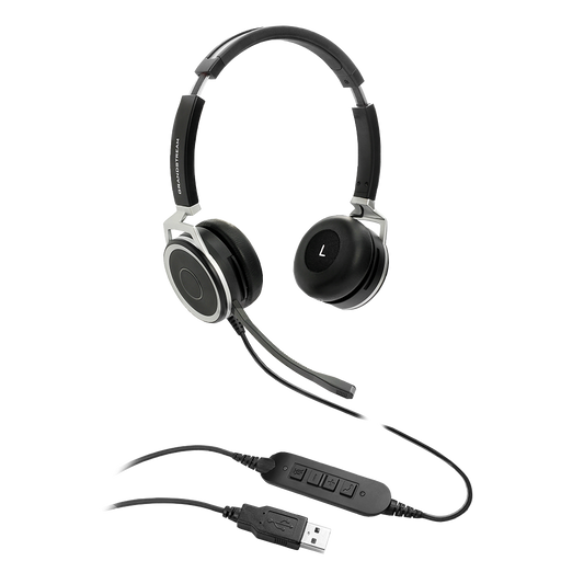 Premium Dual Ear Usb Headset: Hd Audio, Noise Canceling Mic, Busy Light