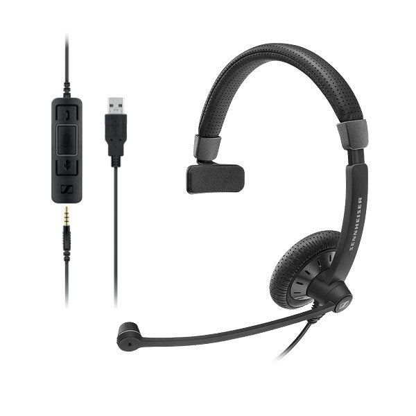 SENNHEISER I IMPACT SC45 Mono USB Headset USB / 3.5mm Connectivity Teams / Skype Certified Active Gard Noise-Cancelling Microphone
