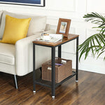 Industrial Side Table 2-Tier With Mesh And Metal Frame Rustic Brown