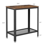 Industrial Side Table 2-Tier With Mesh And Metal Frame Rustic Brown