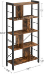 4-Tier Industrial Bookshelf Stable Iron Frame, Rustic Brown