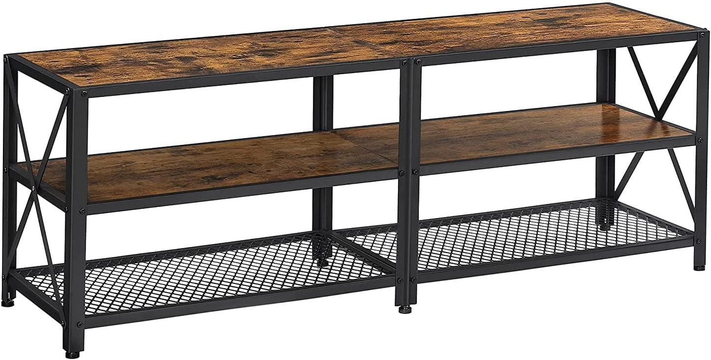 Tv Stand For 60-Inch Tv With Industrial Style Steel Frame Rustic Brown And Black