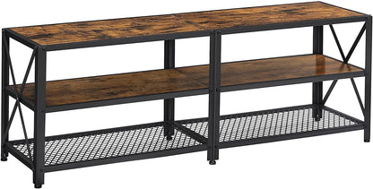 Tv Stand For 60-Inch Tv With Industrial Style Steel Frame Rustic Brown And Black