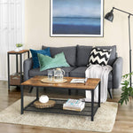 Rustic Brown Side Table With Mesh Shelf