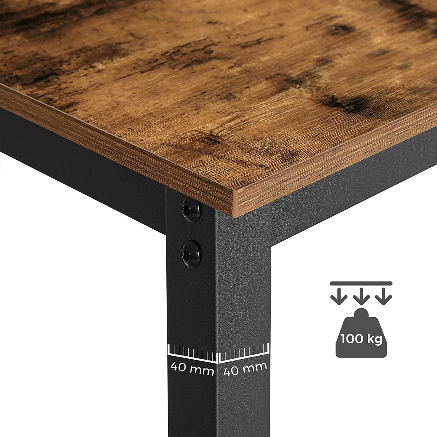 Bar Table With Solid Metal Frame And Wood Look, 120 X 60 X 90 Cm