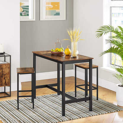 Bar Set Stools Of 2 Bar Chairs, Rustic Brown
