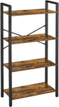 4-Tier  Storage Rack With Steel Frame, 120 Cm High, Rustic Brown And Black