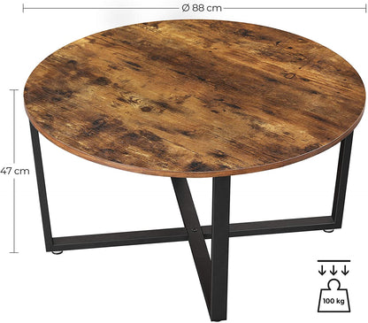 Round Coffee Table Rustic Brown And Black - 88×88×47cm