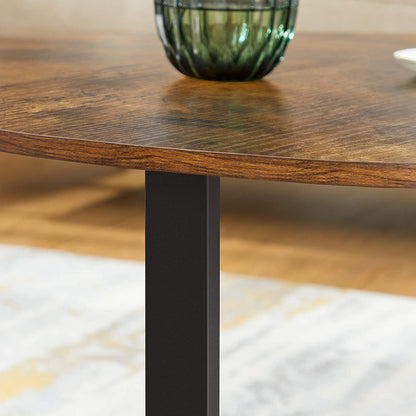 Round Coffee Table Rustic Brown And Black - 88×88×47cm