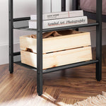 Industrial Set of 2 Bedside Tables with Adjustable Mesh Shelves Rustic Brown and Black