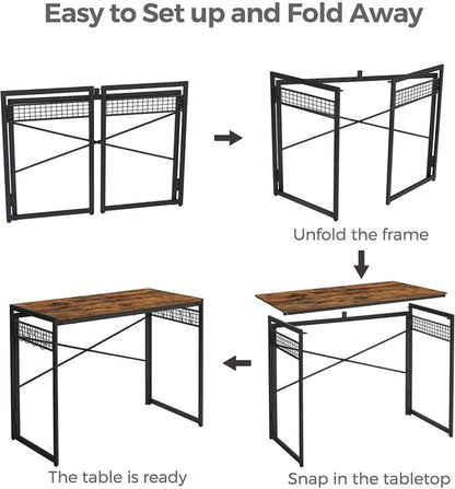 Computer Desk With 8 Hooks Rustic Brown And Black