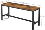Set Of 2 Table Benches Industrial Style Durable Metal Frame Rustic Brown