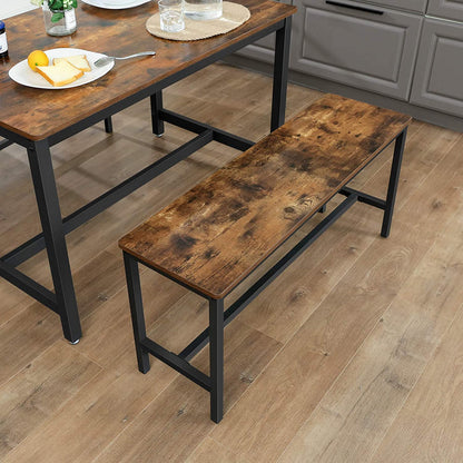 Set Of 2 Table Benches Industrial Style Durable Metal Frame Rustic Brown
