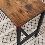 Set Of 2 Table Benches Industrial Style Durable Metal Frame Rustic Brown