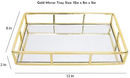 Tray Gold Mirror Decorative For Storage Jewelry And Makeup Accessories