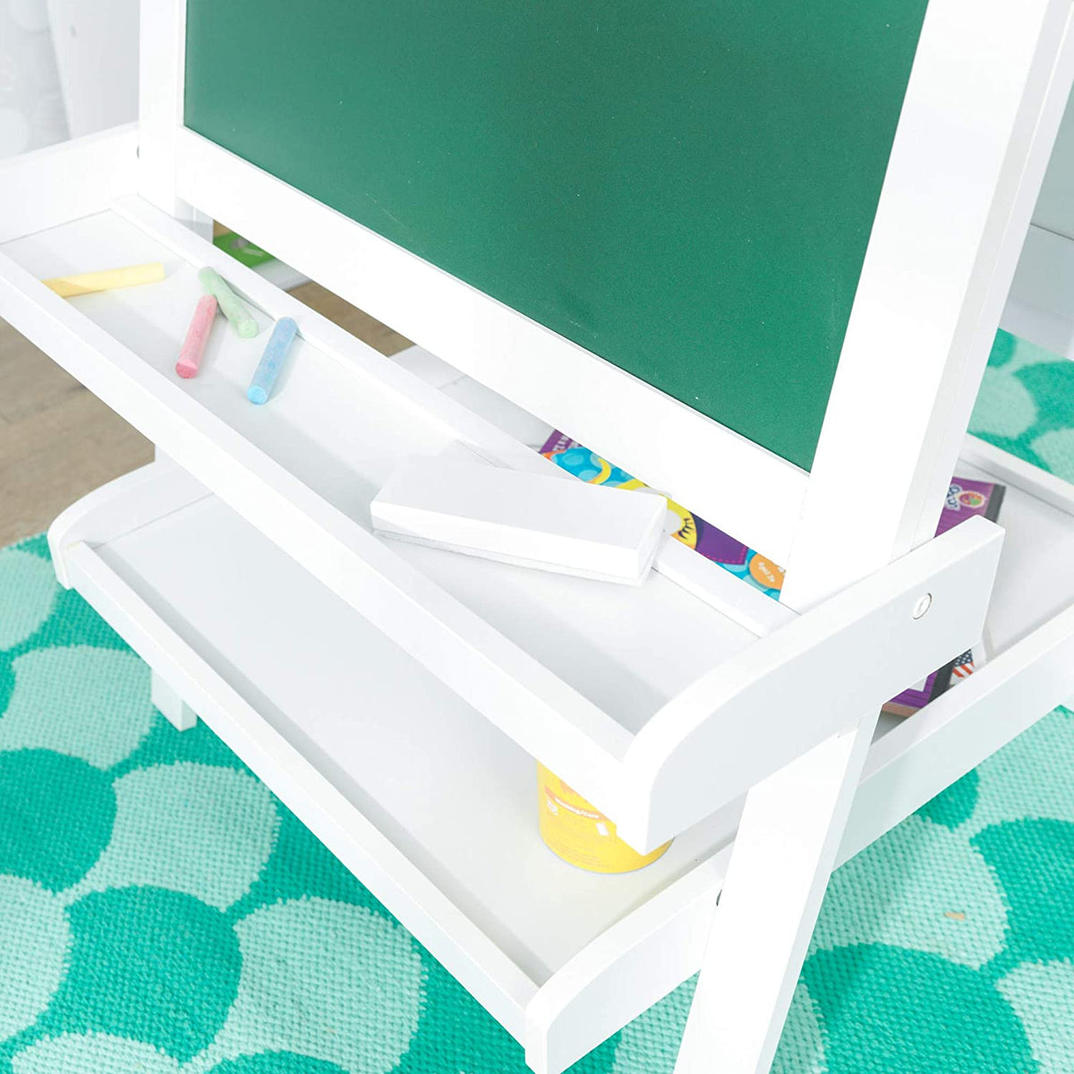 White Deluxe Wood Easel Set For Kids