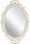 Oval Antique White Vintage Carved Wall Mirror For Bedroom-Living Room