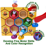Wooden Bee Toddler Fine Motor Skill Toy - (Montessori Wooden Puzzle