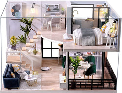Dollhouse Miniature With Furniture Kit, Dust Proof, Music - Cozy Time