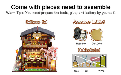 Dollhouse Miniature Kit With Furniture, Dust Proof, And Music - Asia (1:24 Scale)