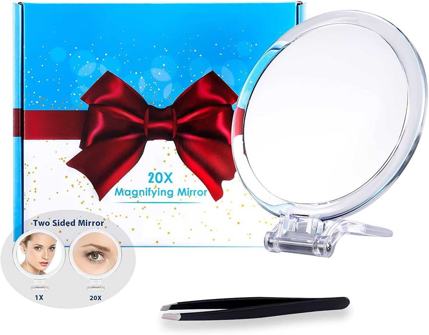 20X Magnifying Hand Mirror For Makeup, Tweezing, And Blemish Removal (15 Cm) - 19.7×16.8×15.2cm