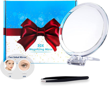 20X Magnifying Hand Mirror For Makeup, Tweezing, And Blemish Removal (15 Cm) - 19.7×16.8×15.2cm