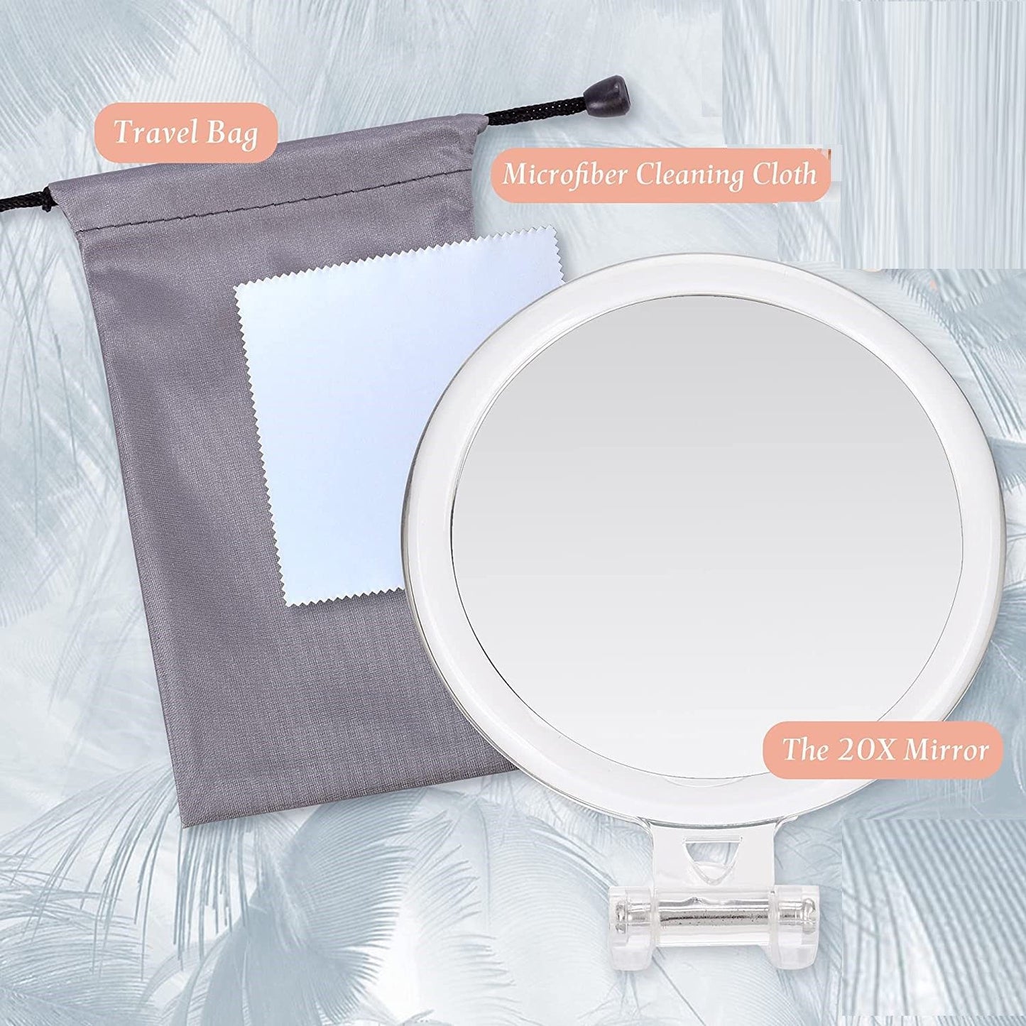 20X Magnifying Hand Mirror For Makeup, Tweezing, And Blemish Removal (15 Cm) - 19.7×16.8×15.2cm