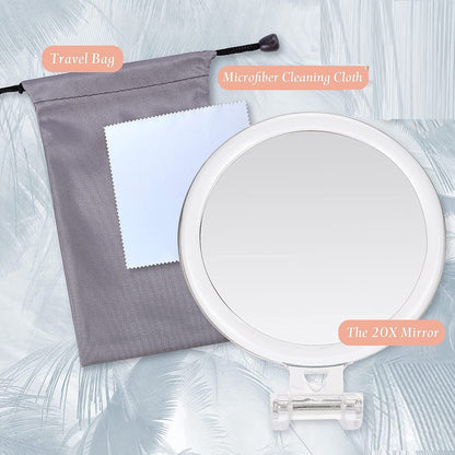 20X Magnifying Hand Mirror For Makeup, Tweezing, And Blemish Removal (15 Cm) - 19.7×16.8×15.2cm