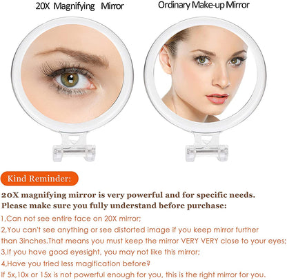 20X Magnifying Hand Mirror For Makeup, Tweezing, And Blemish Removal (15 Cm) - 19.7×16.8×15.2cm