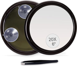 20X Magnifying Hand Mirror With Suction Cups Use For Makeup Application(15 Cm Black