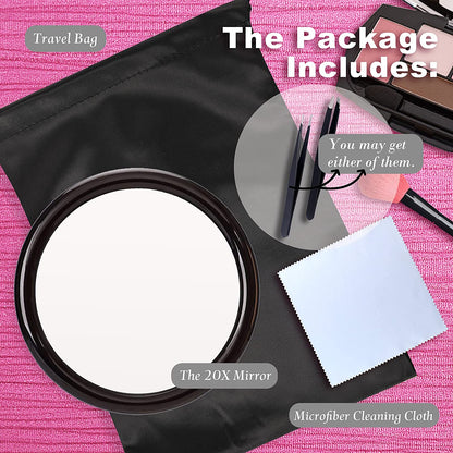 20X Magnifying Hand Mirror With Suction Cups Use For Makeup Application(15 Cm Black