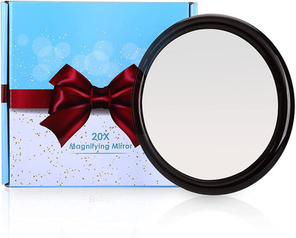20X Magnifying Hand Mirror With Suction Cups Use For Makeup Application(15 Cm Black