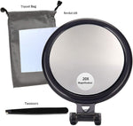 20X Magnifying Hand Mirror Two Sided Use For Makeup Application(10 Cm Black