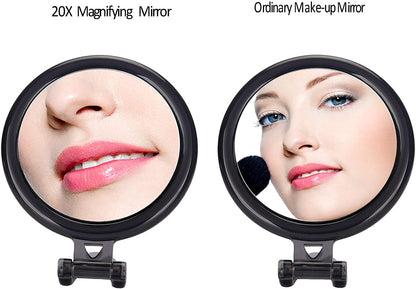 20X Magnifying Hand Mirror For Makeup, Tweezing, And Blemish Removal (10 Cm Black)