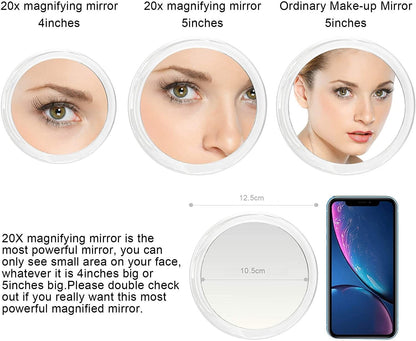 20X Magnifying Hand Mirror For Makeup, Tweezing, And Blemish Removal (12.5 Cm)
