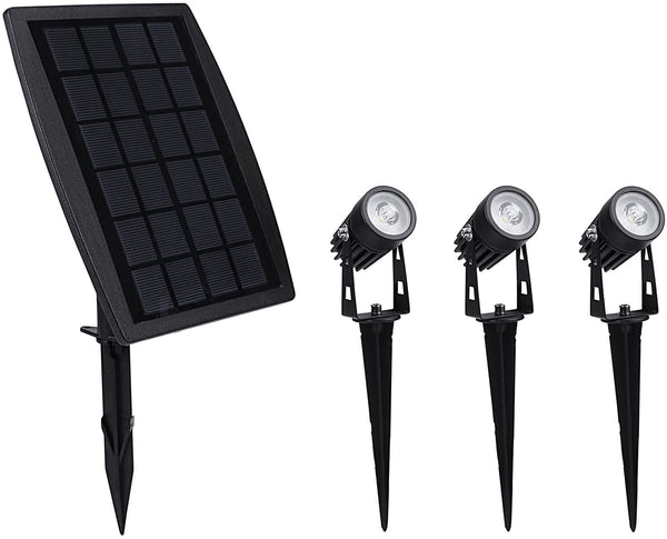  3 X Led Spotlights Powered Solar Garden Lights Outdoor Waterproof (Warm White)
