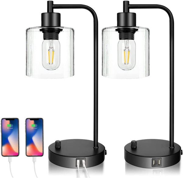 Industrial Table Lamp: 2X Pack, 2 Usb Ports (Bulb Excluded)