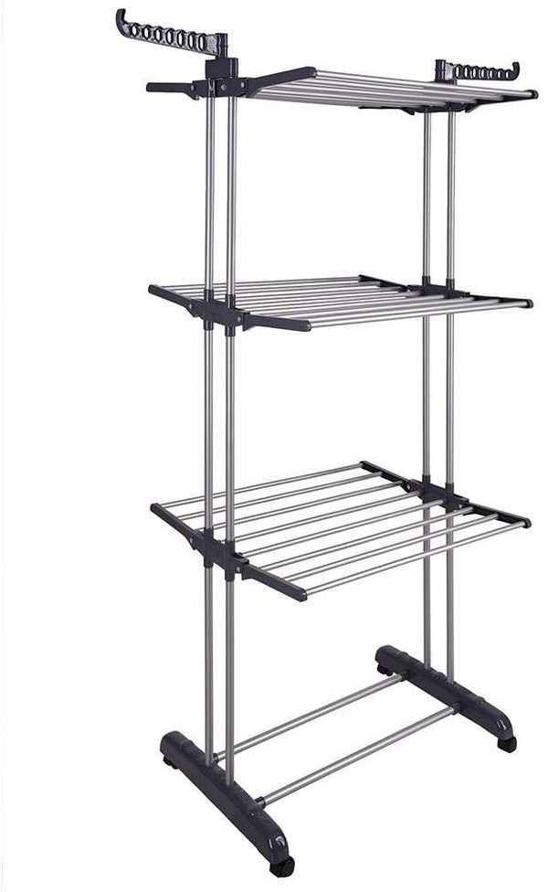  Foldable Clothes Drying Rack: 3 Tier, Indoor, With Hanger Stand Rail